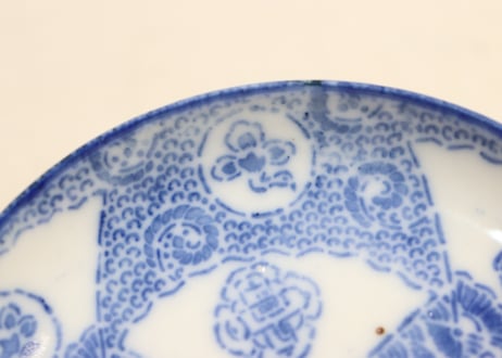 明治前期紙刷扇面窓絵図小皿