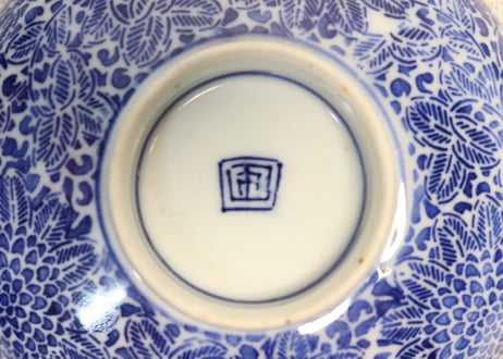 明治前期紙刷菊図蓋茶碗
