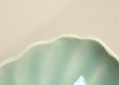 江戸中期青磁舟形皿①少かたつき,少甘手