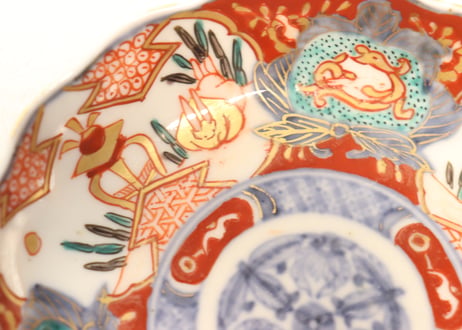 明治前期色絵兎図通り物小皿