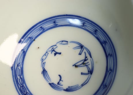 明治前期紙刷牡丹図飯茶碗