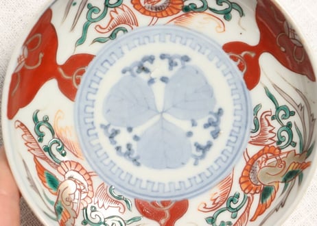 明治前期色絵鳳凰図小皿 窯傷