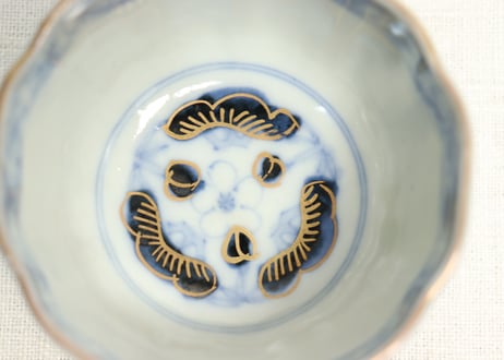 明治前期色絵梅と人物図向付①