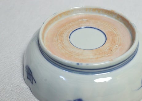明治前期色絵に三方に牡丹図なます皿
