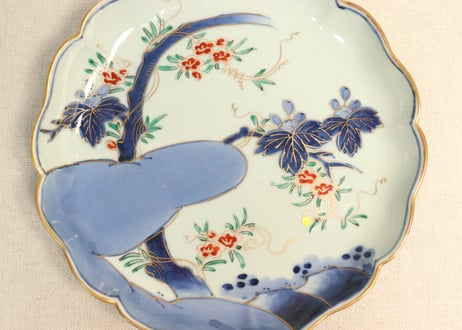 江戸中期色絵桐に蔦花図7寸皿②フリモノ