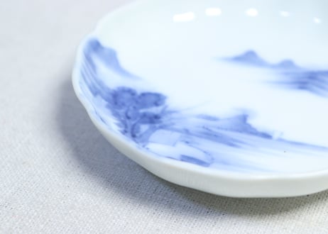 明治後期～大正源六製染付山水図小皿
