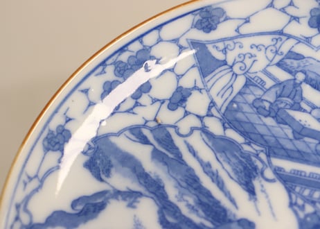 明治後期～大正銅判人物と花鳥窓絵図小皿