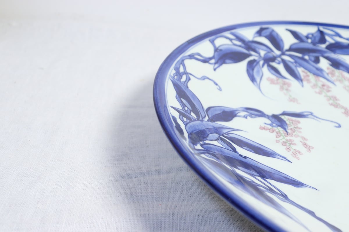 明治期 染付『唐子遊戯図』楕円形葵口皿(五客)料亭割烹 居酒屋茶事 茶道具★ 明治期 染付『唐子遊戯図』楕円形葵口皿(五客)料亭割烹 居酒屋