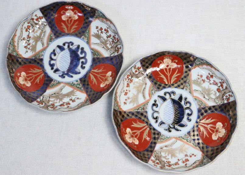 明治前期色絵桃に梅図7寸皿 | 吉祥寺PukuPuku