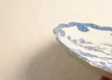 明治後期～大正銅判水車と学童図8寸皿