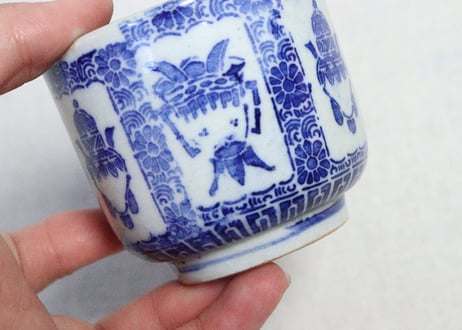 明治前期紙刷窓絵壺図向付