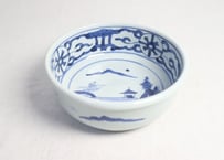 明治後期～大正染付山水図うどん鉢