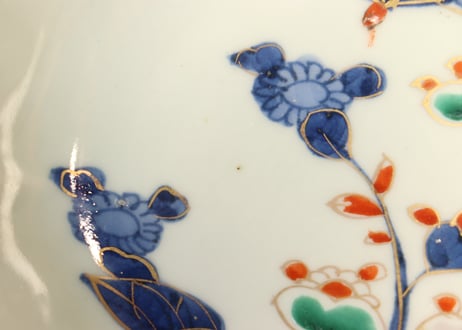 江戸後期色絵秋海棠図なます皿②黒点