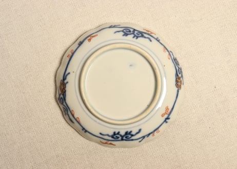 明治前期色絵山水図通り物小皿