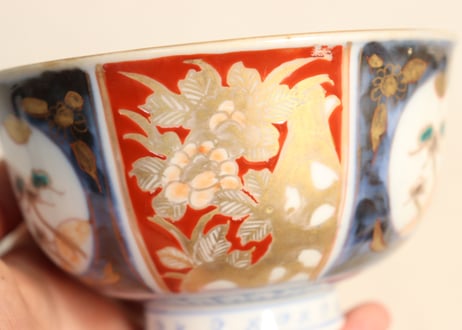 明治前期色絵牡丹と松図蓋茶碗