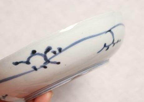 江戸中期染付二方に木図なます皿