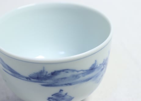 明治後期～大正染付筏人物図つぼ碗