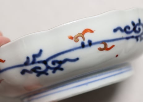 明治前期色絵松竹梅に鶴亀図通り物なます皿①