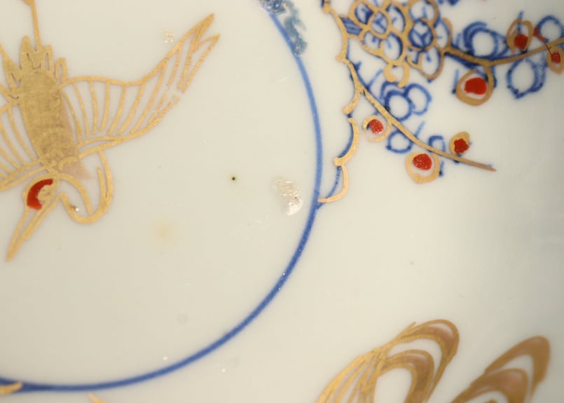 江戸幕末金彩染付松竹梅に鶴亀図なます皿②フリモノ | 吉祥寺PukuPuku