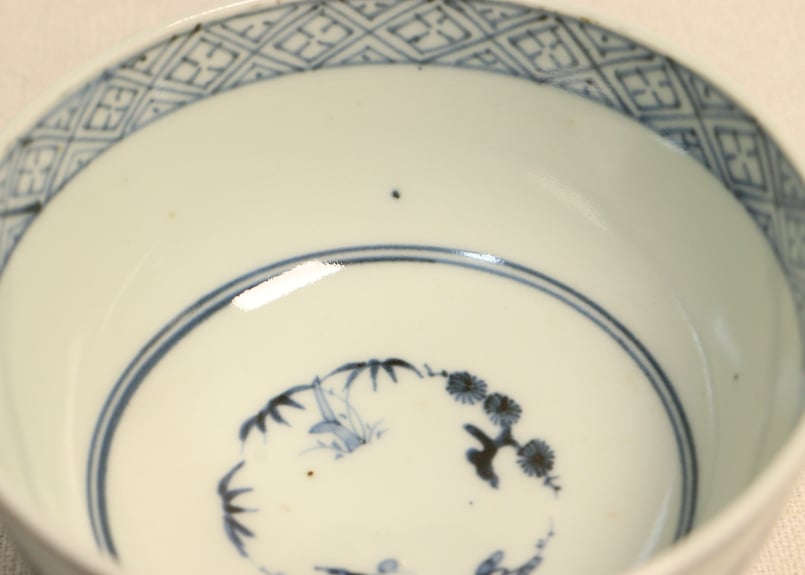 江戸後期染付丸文と文字図蓋茶碗①濃いめ | 吉祥寺PukuPuku