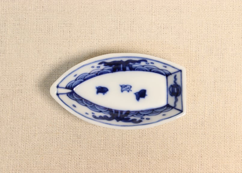 小皿　豆皿　変形皿　扇皿　江戸　海中図　色絵付　窯傷 小皿 豆皿 変形皿 扇皿 江戸 海中図 色絵付 窯傷 【公式通販】