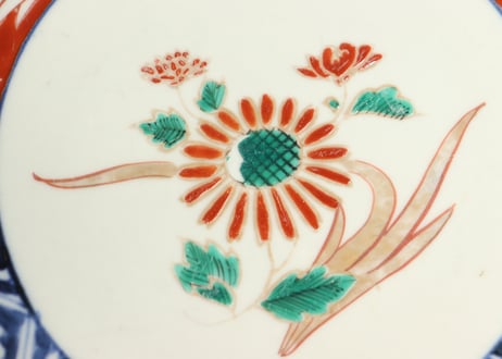 明治前期色絵松竹梅と鶴図8寸鉢②釉剥げ