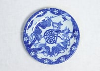 明治後期～大正銅判蝶と山水窓絵図６寸皿