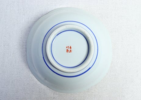 明治後期～大正赤絵金彩山水図通り物4寸鉢
