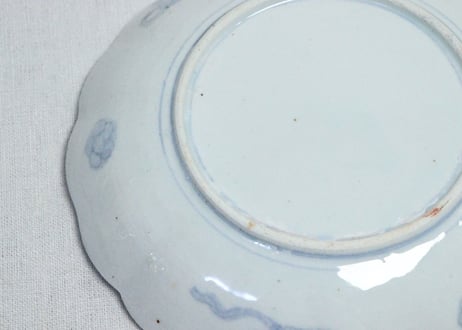 明治前期色絵杜若図7寸皿　ノミホツ