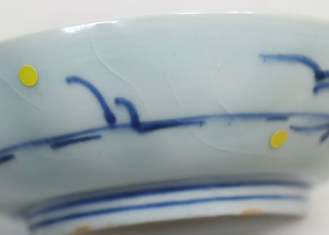 江戸幕末染付鷺と雷文なます皿 少甘手