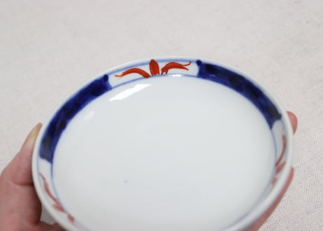 大正～昭和戦前ゴム判色絵牡丹と蝶図蓋茶碗