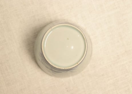 江戸中期染付松竹梅図猪口 カマキズ,高台ホツ