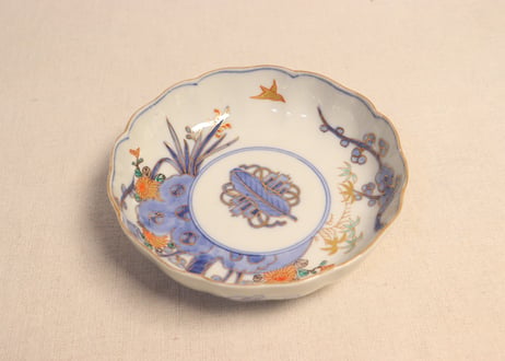 明治前期色絵四君子図通り物なます皿