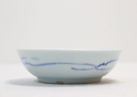 江戸幕末染付蝶図なます皿