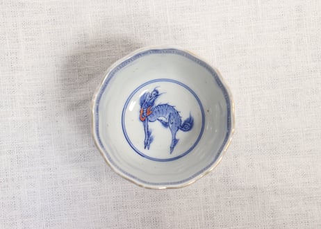 明治前期色絵麒麟と花鳥図通り物向付