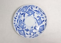 明治前期染付菱文と唐草図6寸皿②高台ホツ