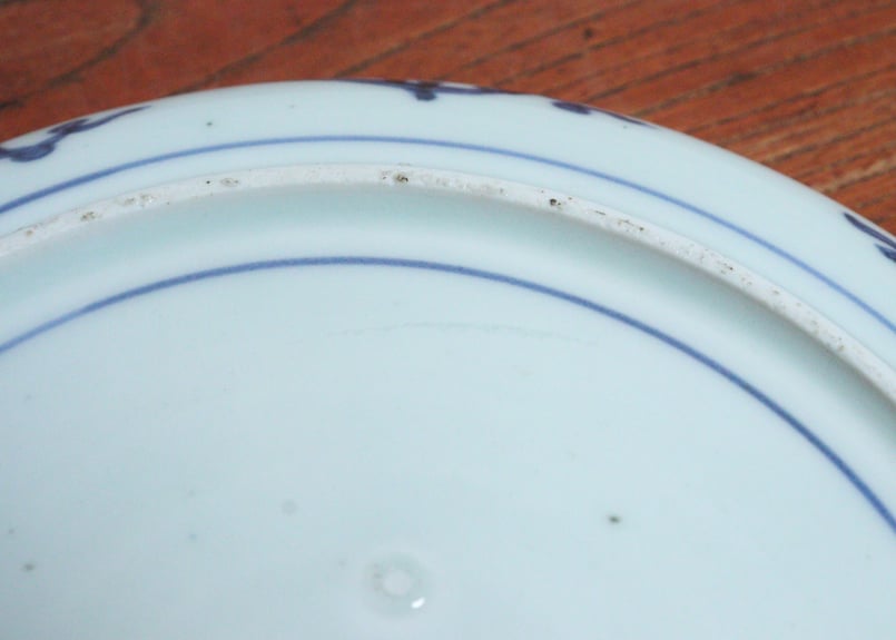 江戸中期色絵竹梅と菫図7寸皿② やや深め | 吉祥寺PukuPuku