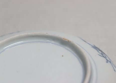 明治前期色絵流水に菊と青玉図小皿