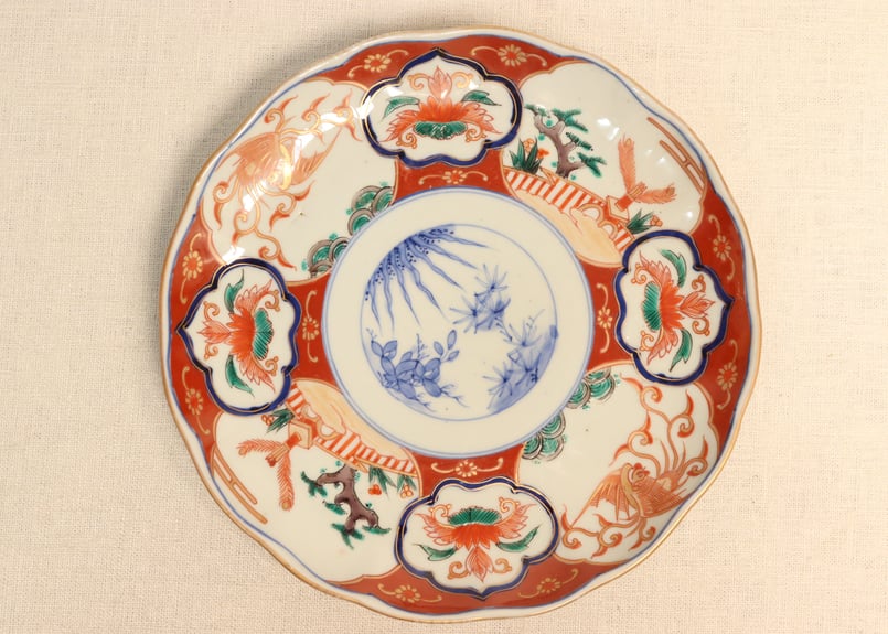 明治前期色絵鳳凰と蘇鉄図7寸皿 5客組 釉飛び有り | 吉祥寺PukuPuku