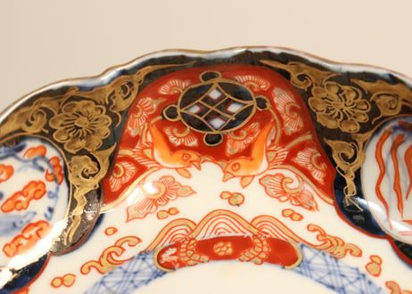 明治前期色絵四方に龍と鳳凰図通り物なます皿②フリモノ
