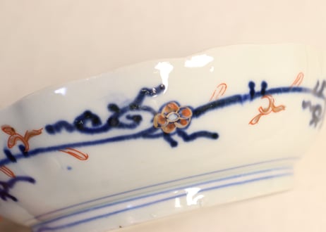 明治前期色絵山水図通り物なます皿①