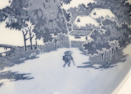 明治後期～大正銅判山水人物図5寸皿
