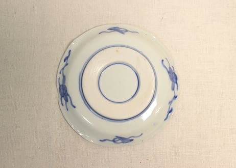 明治前期色絵桐に扇図5寸皿①濃いめ