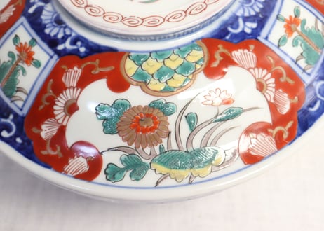 明治前期色絵菊図大平 窯傷