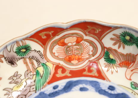 明治前期色絵鶴亀図なます皿②薄め