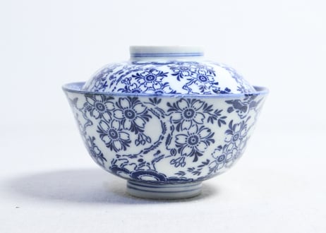 明治前期紙刷桜図飯茶碗②　黒点有り