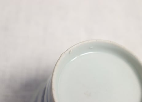 江戸後期染付芭蕉図広東型猪口 高台ホツ