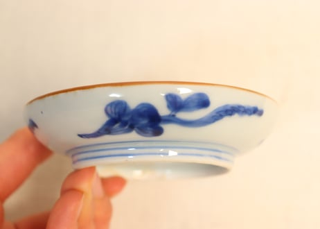 江戸幕末染付蔦花図小皿　高台ホツ