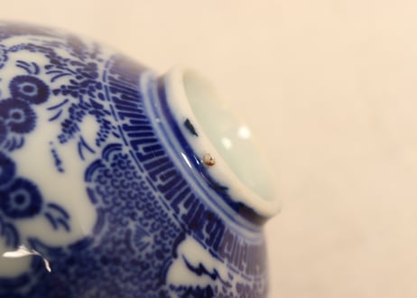 明治前期紙刷松に鷹図蓋茶碗