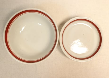 昭和戦前色絵松と扇図蓋付丼